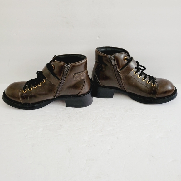 NEW Jeffrey Campbell Announce Brown Zip Lace Up Ankle Bootie Size 6.5 - Picture 2 of 9